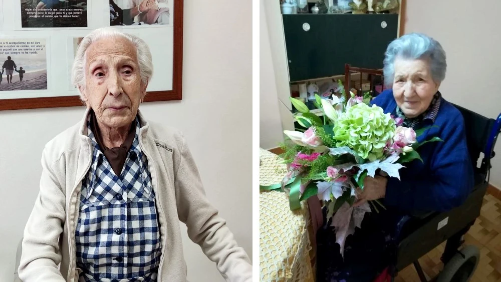 De izquierda a derecha: Laura (100 años, Montealegre del Castillo, Albacete) y Ana (102 años, Falces, Navarra).