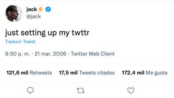 El primer tuit de la historia, de Jack Dorsey. 