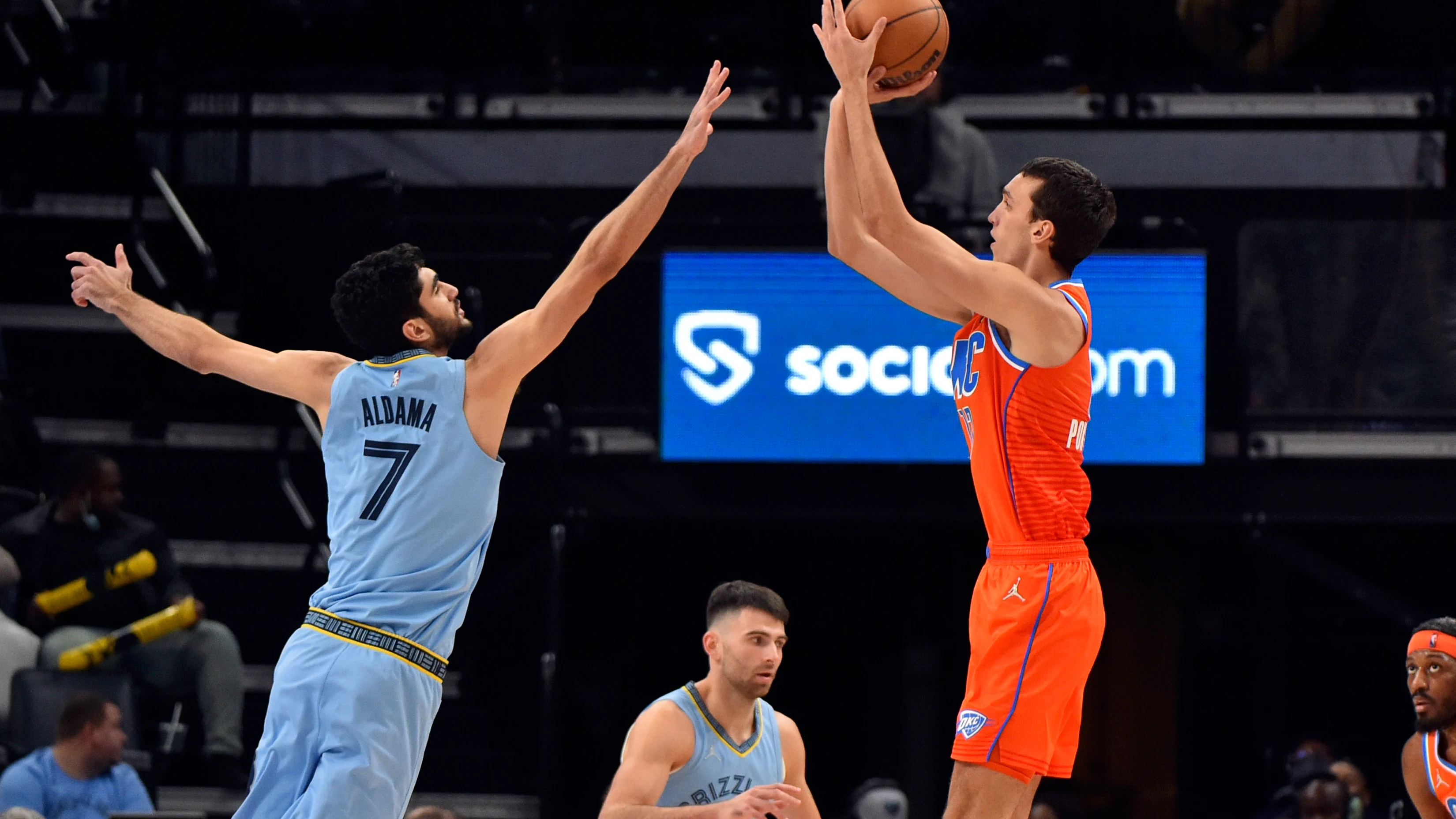 Santi Aldama, durante el partido entre Memphis y Oklahoma 