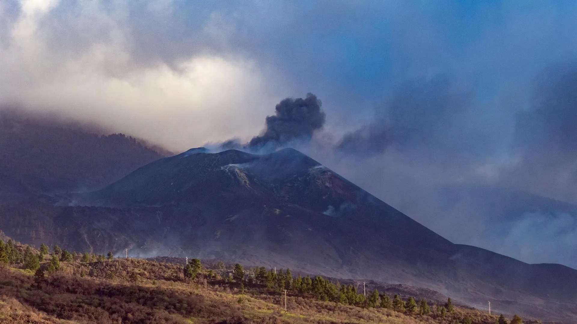 Imagen del volcán de Cumbre Vieja, en La Palma