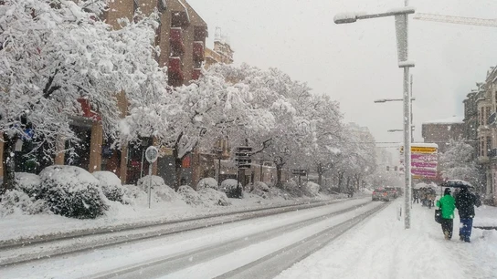 Vista de las calles nevadas de Zaragoza, este domingo Vista de las calles nevadas de Zaragoza, este domingo