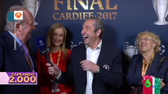 La cómica confesión del rey Juan Carlos sobre el rey Felipe que desató las risas de Pedrerol, Carmena y Cifuentes en la Champions La cómica confesión del rey Juan Carlos sobre el rey Felipe que desató las risas de Pedrerol, Carmena y Cifuentes en la Champions
