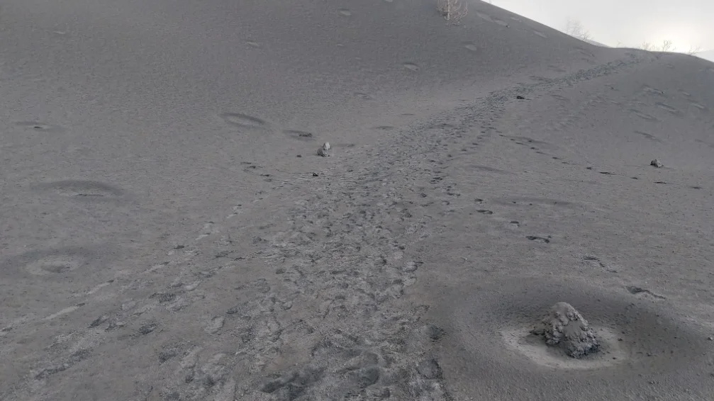 Paisaje de ceniza del volcán de Cumbre Vieja