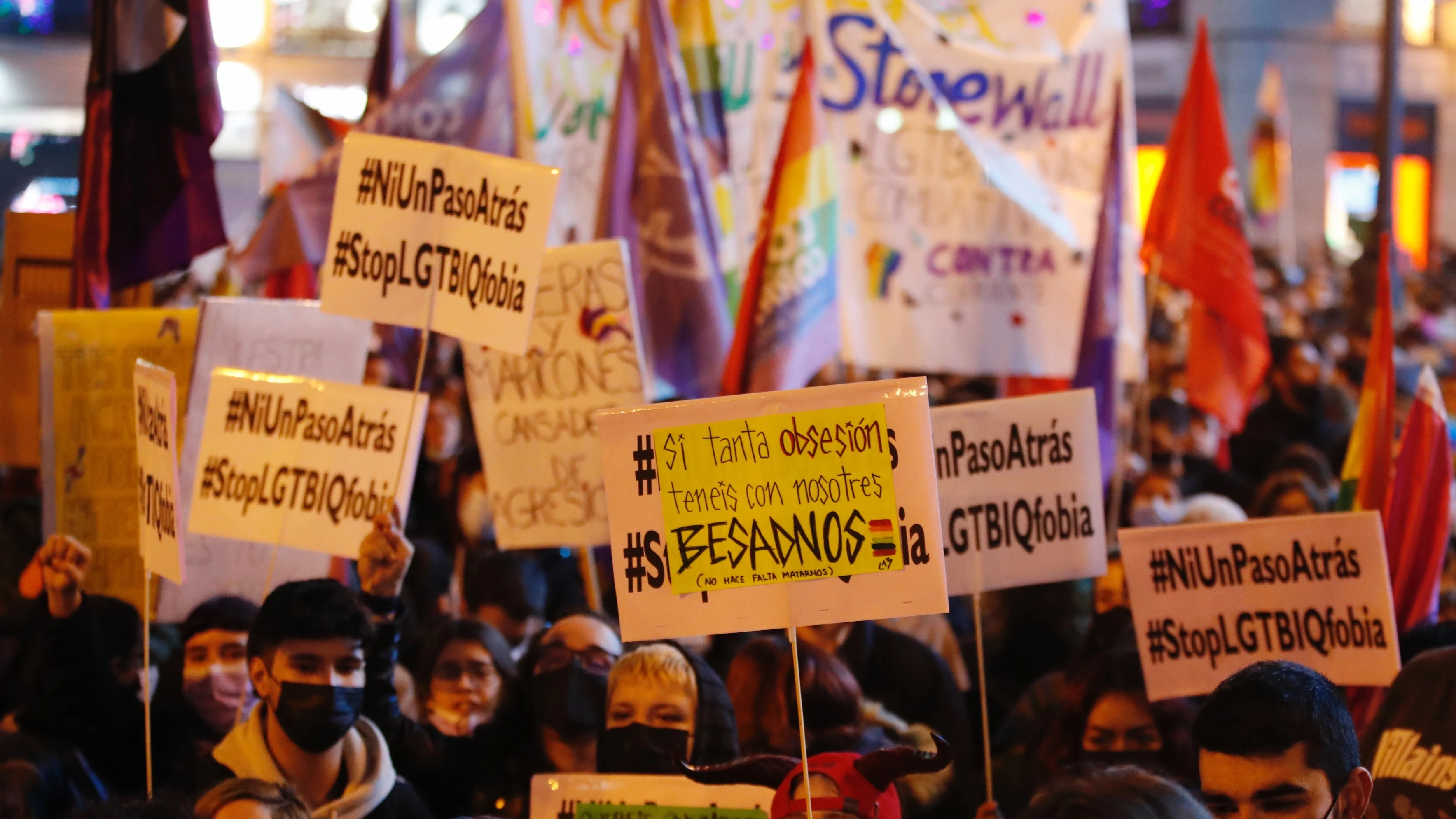 Participantes en la concentración celebrada este miércoles en la Puerta del Sol, en Madrid