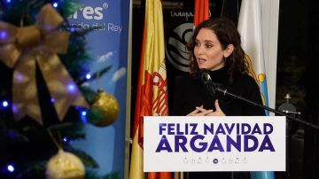 Isabel Díaz Ayuso en la cena de Navidad del PP de Arganda
