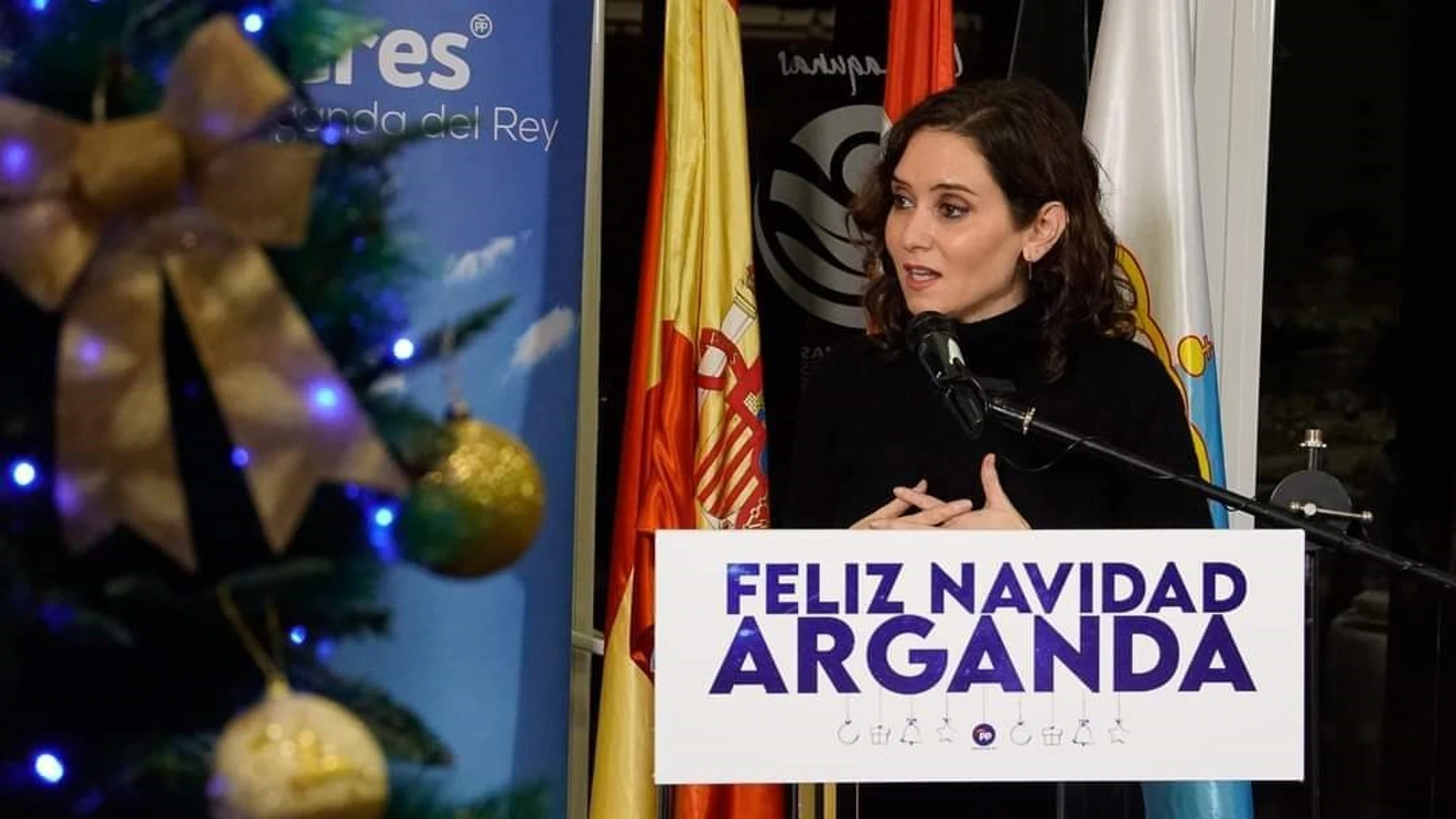 Isabel Díaz Ayuso en la cena de Navidad del PP de Arganda