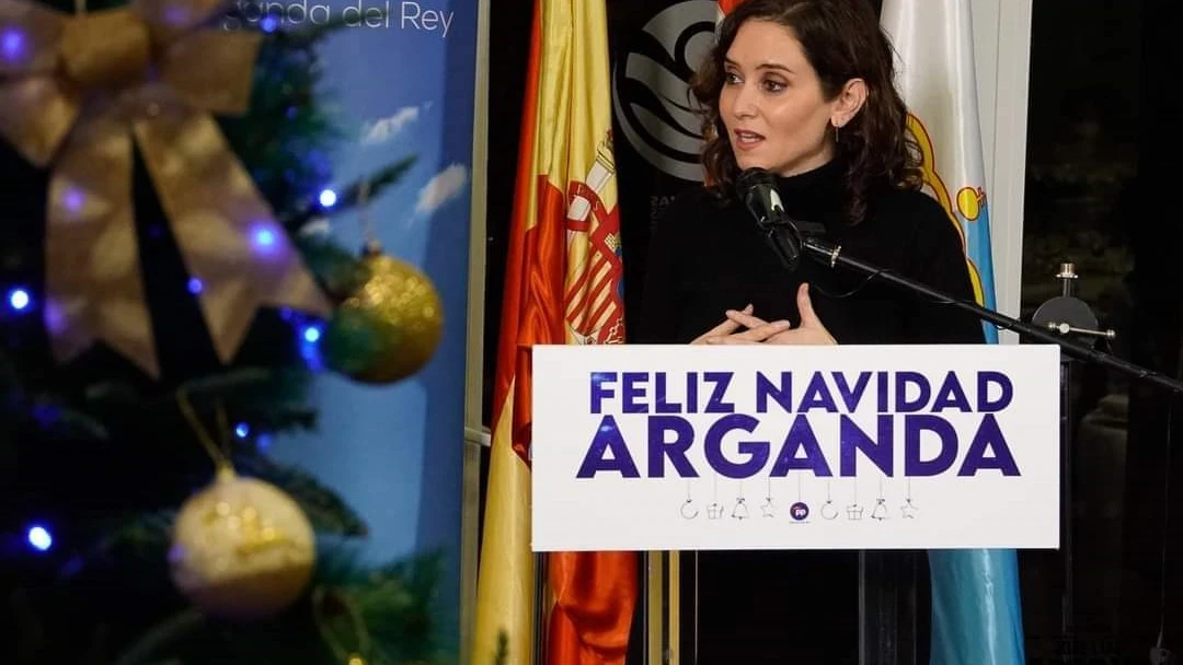 Isabel Díaz Ayuso en la cena de Navidad del PP de Arganda