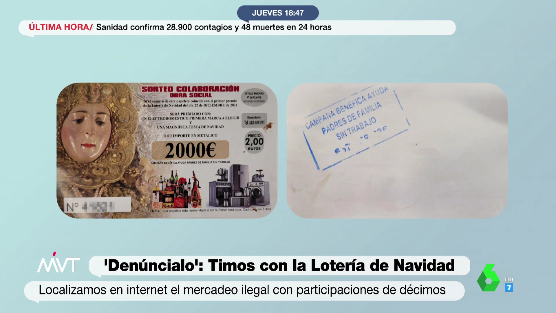 Décimos falsos de una asociación que no existe: Más Vale Tarde destapa una organización dedicada a falsificar la Lotería de Navidad Décimos falsos de una asociación que no existe: Más Vale Tarde destapa una organización dedicada a falsificar la Lotería de Navidad