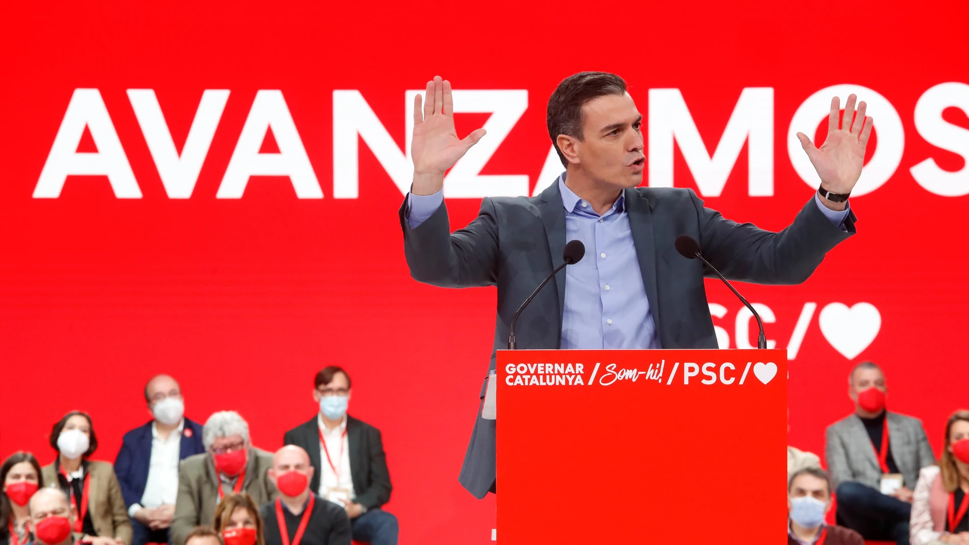 El secretario general del PSOE y presidente del Gobierno, Pedro Sánchez, durante la clausura del congreso extraordinario del PSC