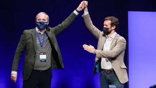 El presidente del PP, Pablo Casado, y el nuevo líder del PP de Aragón, Jorge Azcón. El presidente del PP, Pablo Casado, y el nuevo líder del PP de Aragón, Jorge Azcón.