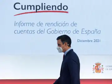 El presidente del Gobierno, Pedro Sánchez, durante la rueda de prensa