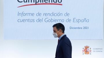 El presidente del Gobierno, Pedro Sánchez, durante la rueda de prensa