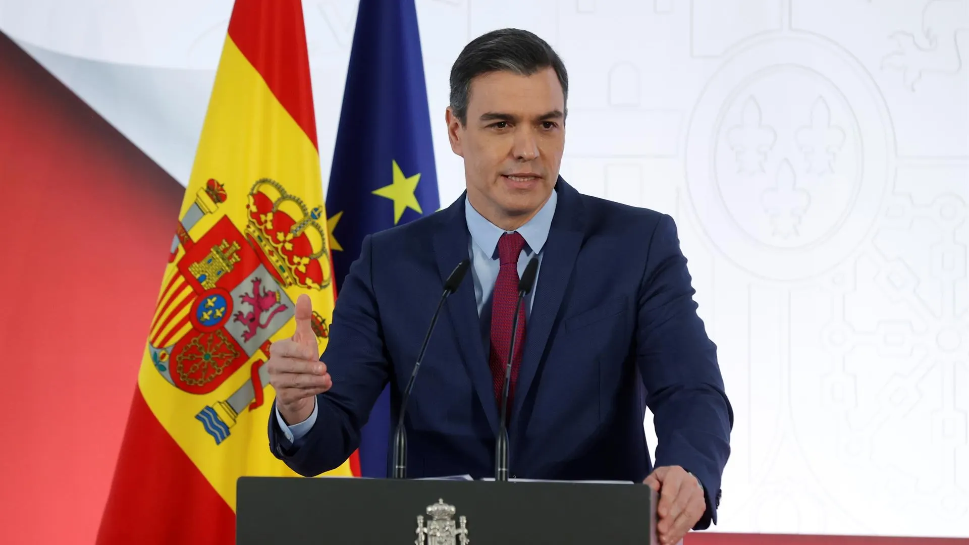 Pedro Sánchez, durante la rueda de prensa