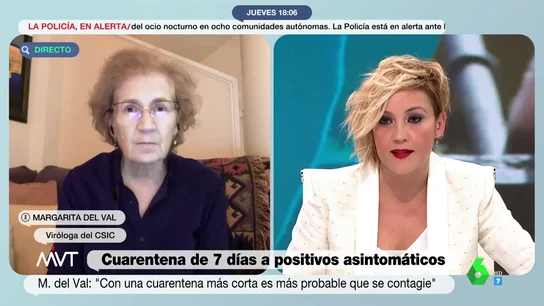 Margarita del Val advierte sobre la reducción de cuarentenas a siete días: "Es más probable que se contagie" Margarita del Val advierte sobre la reducción de cuarentenas a siete días: "Es más probable que se contagie"