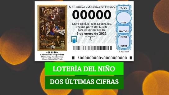 Estas son las terminaciones premiadas con 40 euros al décimo de la Lotería del Niño 2022 Estas son las terminaciones premiadas con 40 euros al décimo de la Lotería del Niño 2022