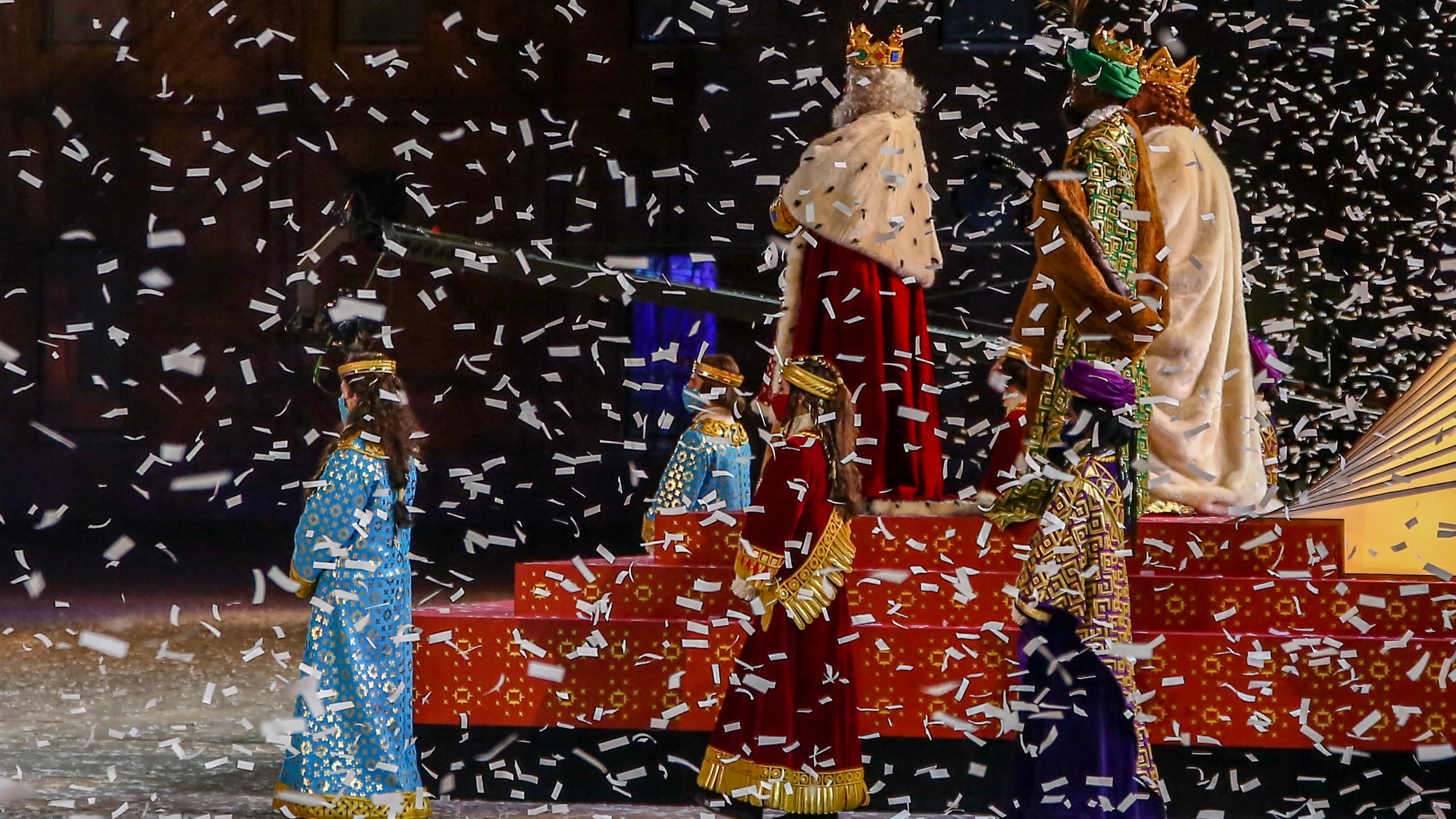 Llegada de los Reyes Magos junto a sus respectivos pajes al Centro Conde Duque en Madrid el pasado 5 de enero de 2021.