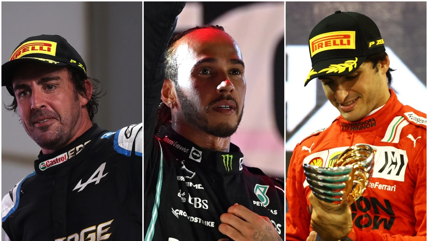 Fernando Alonso, Lewis Hamilton y Carlos Sainz Fernando Alonso, Lewis Hamilton y Carlos Sainz