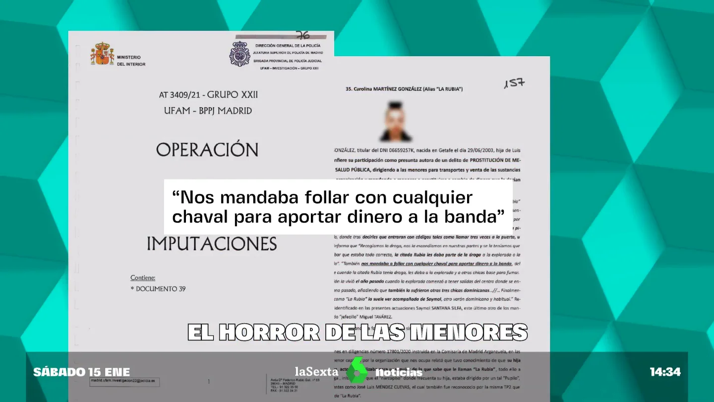Así actuaba 'La Rubia' en la red que prostituía menores tuteladas en Madrid: "Nos mandaba f***** con cualquiera para aportar dinero a la banda" Así actuaba 'La Rubia' en la red que prostituía menores tuteladas en Madrid: "Nos mandaba f***** con cualquiera para aportar dinero a la banda"