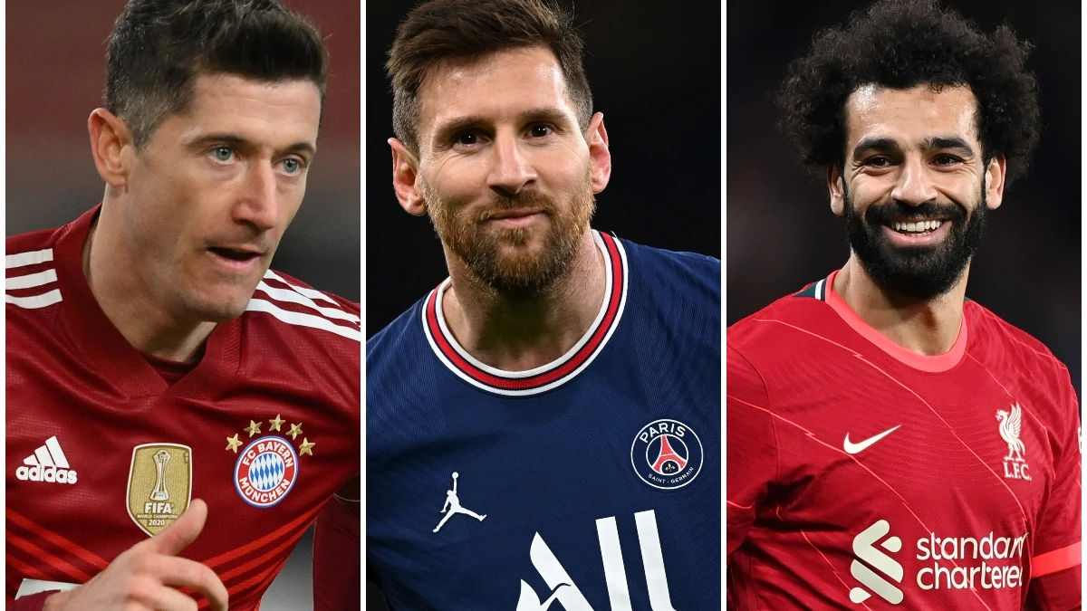 Lewandowski, Messi y Salah