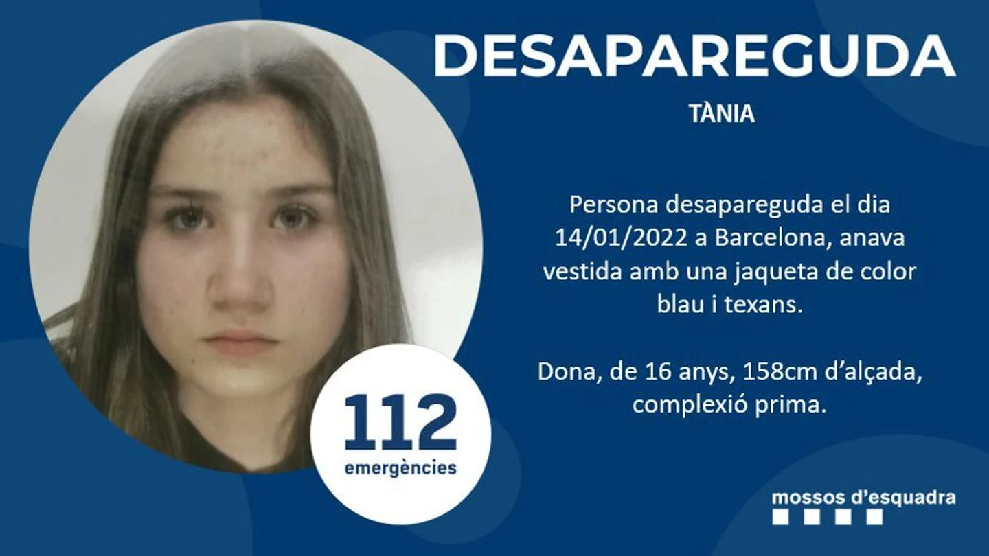 Buscan a una menor de 16 años desaparecida desde el viernes en Barcelona Buscan a una menor de 16 años desaparecida desde el viernes en Barcelona