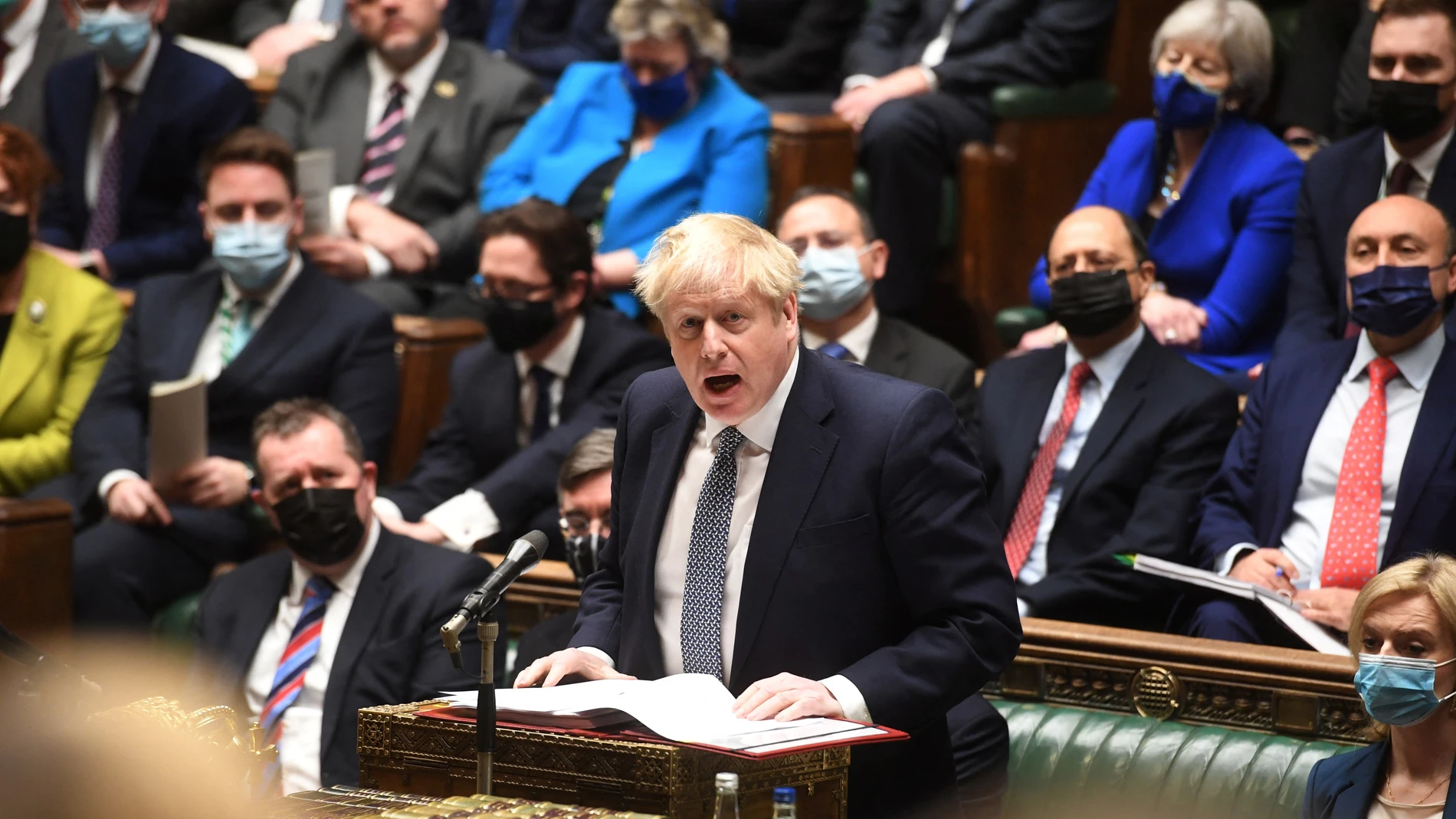 Boris Johnson comparece en el Parlamento británico