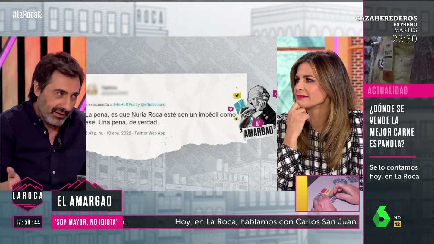 La respuesta de Juan del Val y Nuria Roca a un hater que les llama "imbéciles" La respuesta de Juan del Val y Nuria Roca a un hater que les llama "imbéciles"