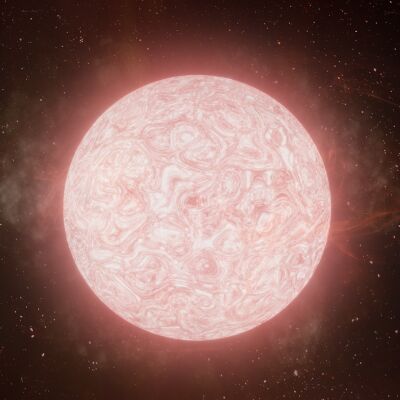 La interpretación de un artista de una estrella supergigante roja en transición a una supernova