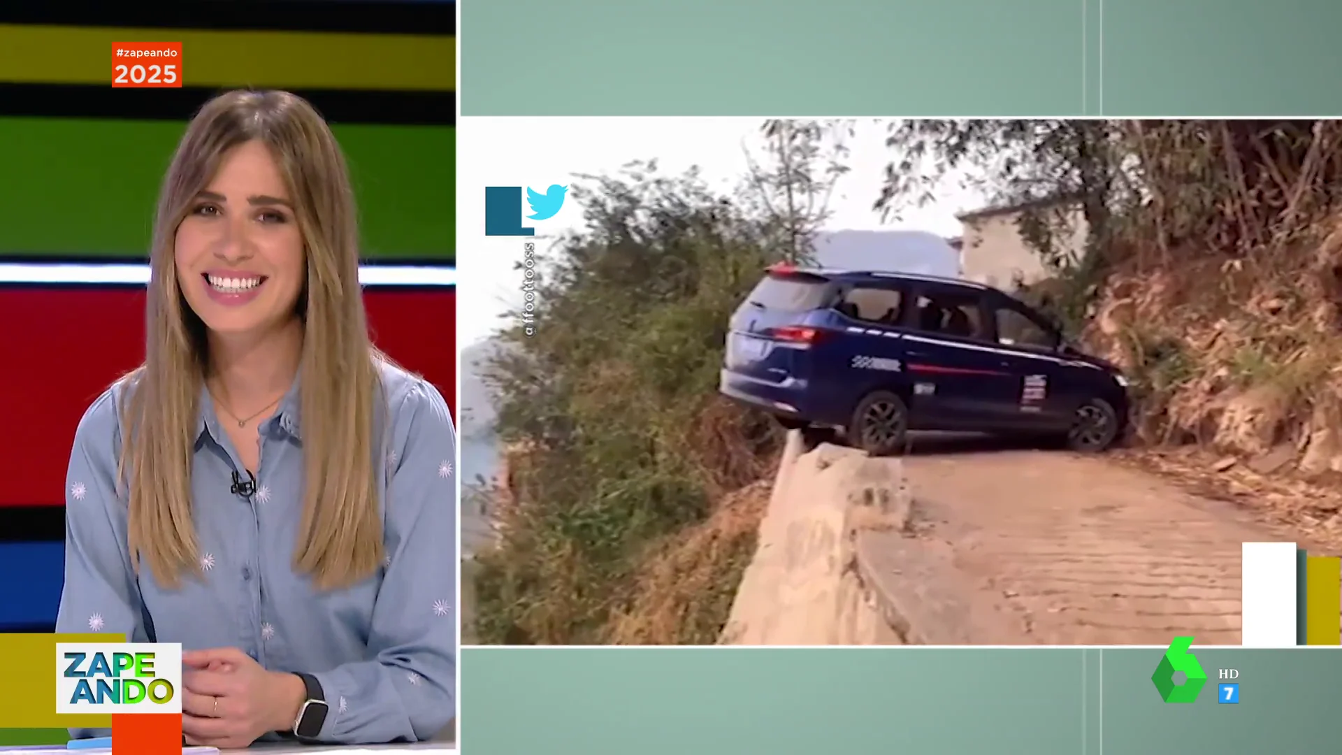 María Gómez muestra en este vídeo de Zapeando el impactante momento en el que un conductor quiere dar la vuelta en un barranco