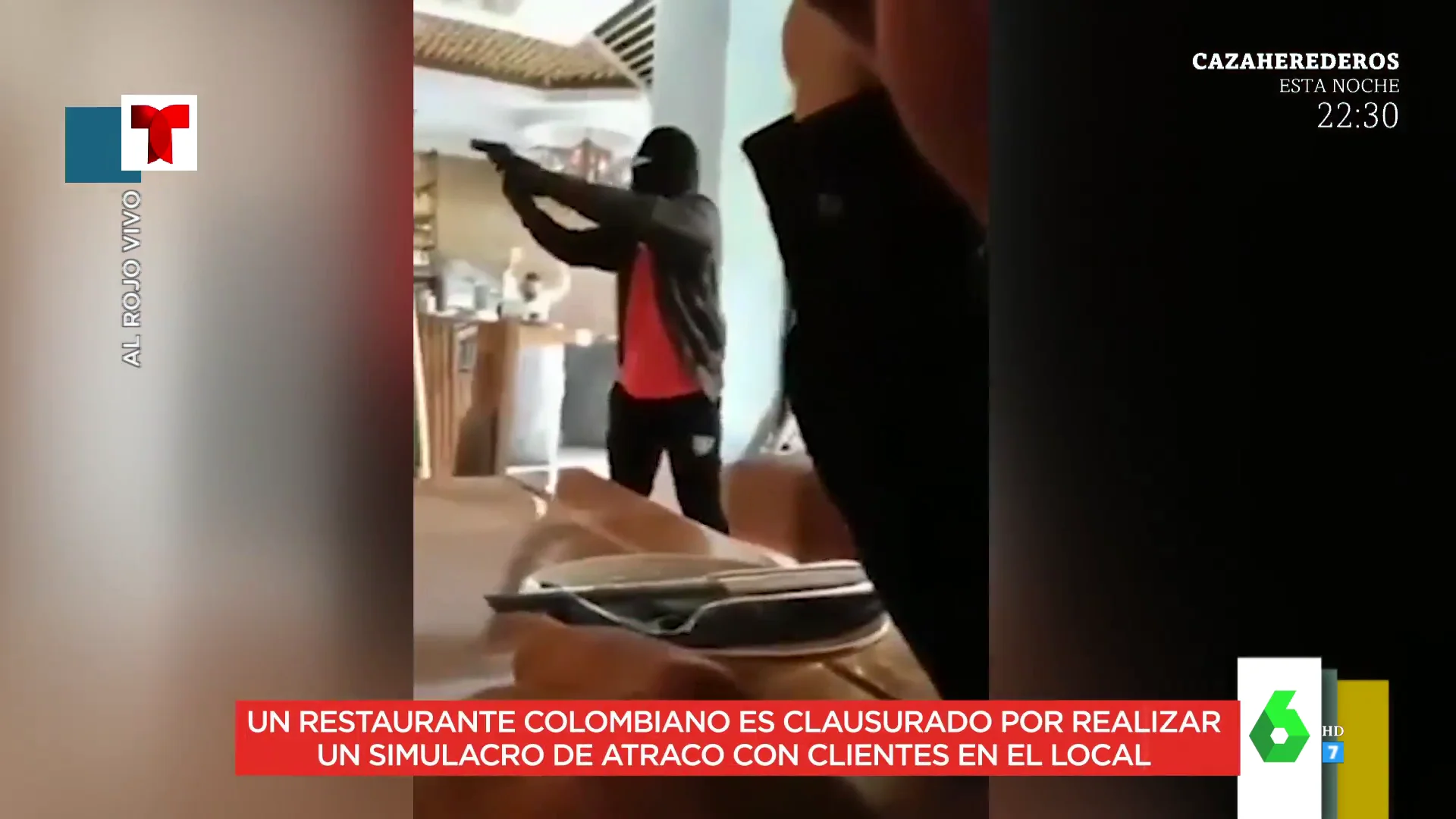 Así es el impactante simulacro de robo que hace el dueño de un restaurante con clientes dentro