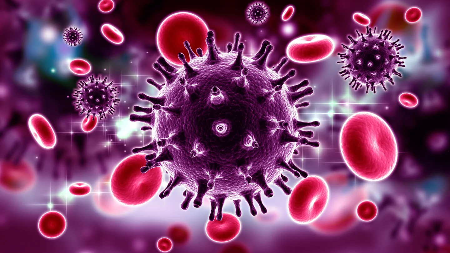 Virus del VIH renderizado en 3d Virus del VIH renderizado en 3d