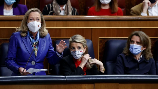 Las tres vicepresidentas, Nadia Calviño, Yolanda Díaz y Teresa Ribera, en el Congreso de los Diputados Las tres vicepresidentas, Nadia Calviño, Yolanda Díaz y Teresa Ribera, en el Congreso de los Diputados