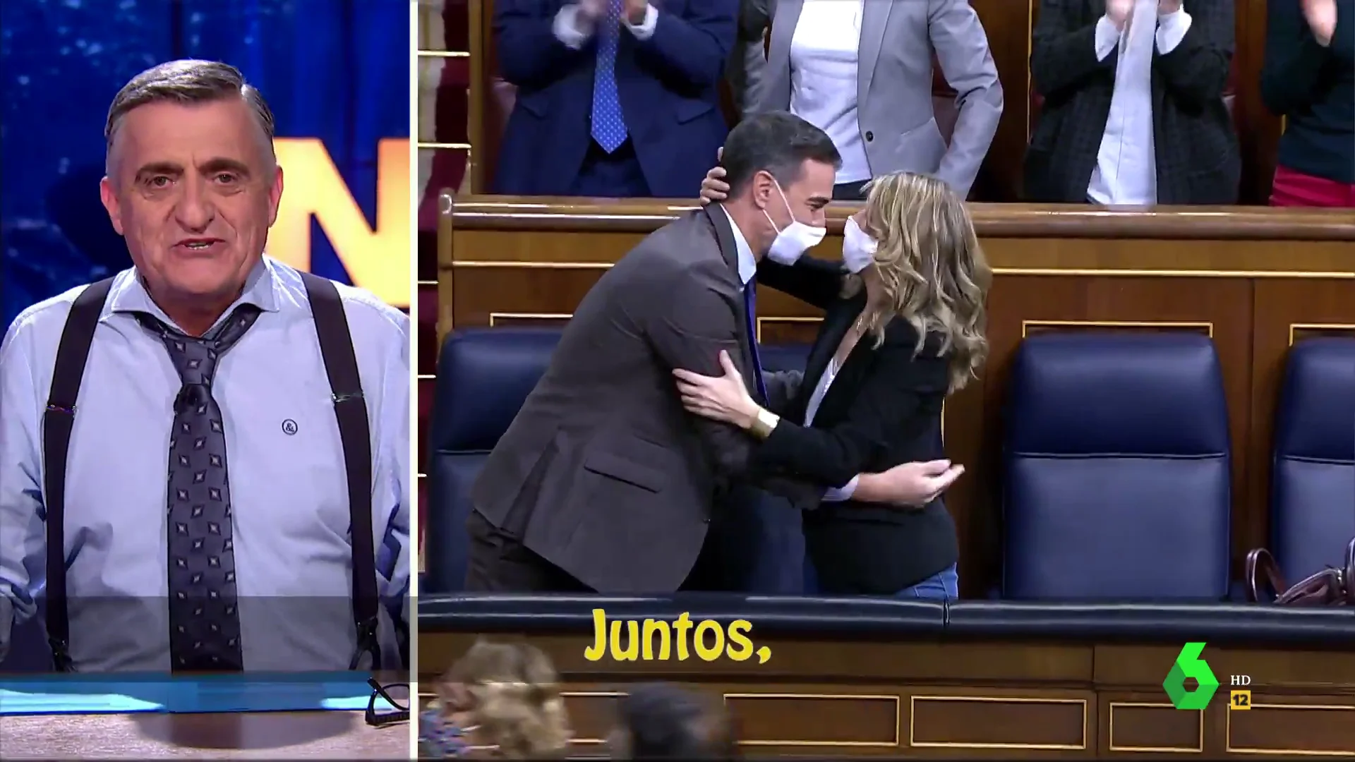 El hit de Wyoming para ambientar la complicidad entre Sánchez y Díaz: "Juntos, muy rojos los dos, empoderando a los currelas"