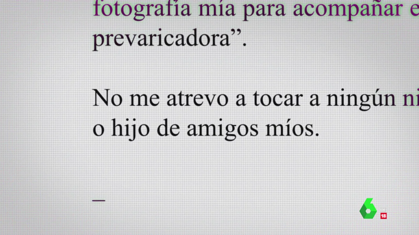 El testimonio de la jueza víctima del bulo del 'Bar España': "No me atrevo a tocar a ningún niño que no sea de mi familia o hijo de amigos míos" El testimonio de la jueza víctima del bulo del 'Bar España': "No me atrevo a tocar a ningún niño que no sea de mi familia o hijo de amigos míos"