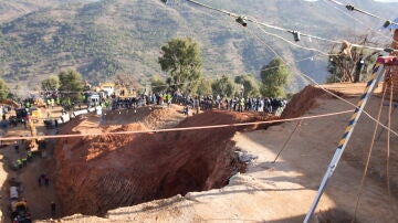 Lugar de la zona de rescate de Rayan, el niño de 5 años atrapado en un pozo de 32 metros en Marruecos