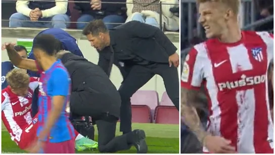 Simeone, levantando a un lesionado Wass Simeone, levantando a un lesionado Wass