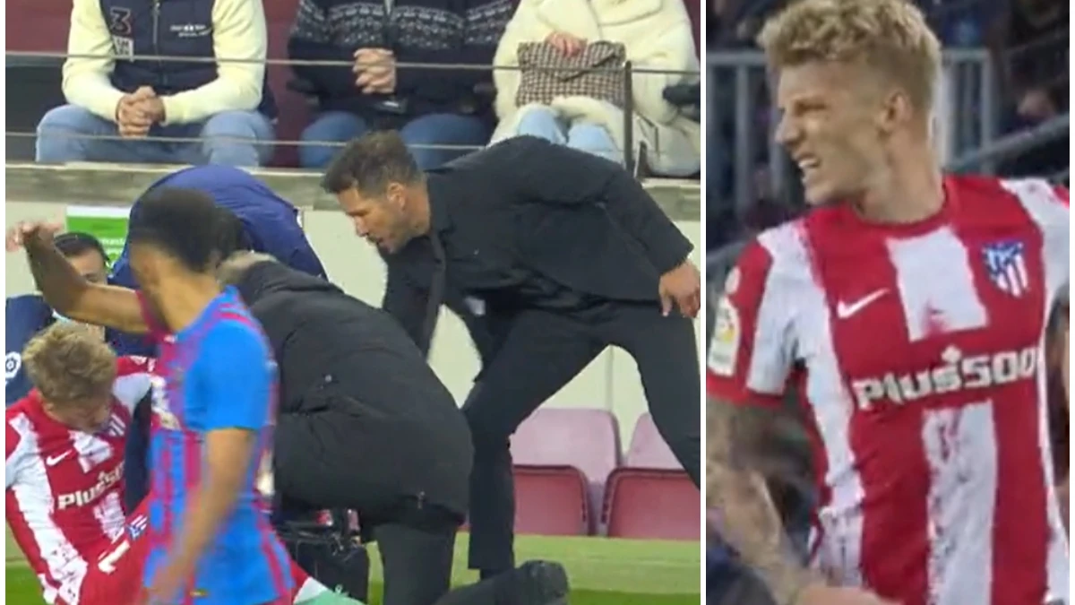 Simeone, levantando a un lesionado Wass