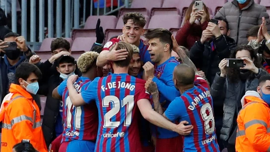 El Barça celebra un gol El Barça celebra un gol