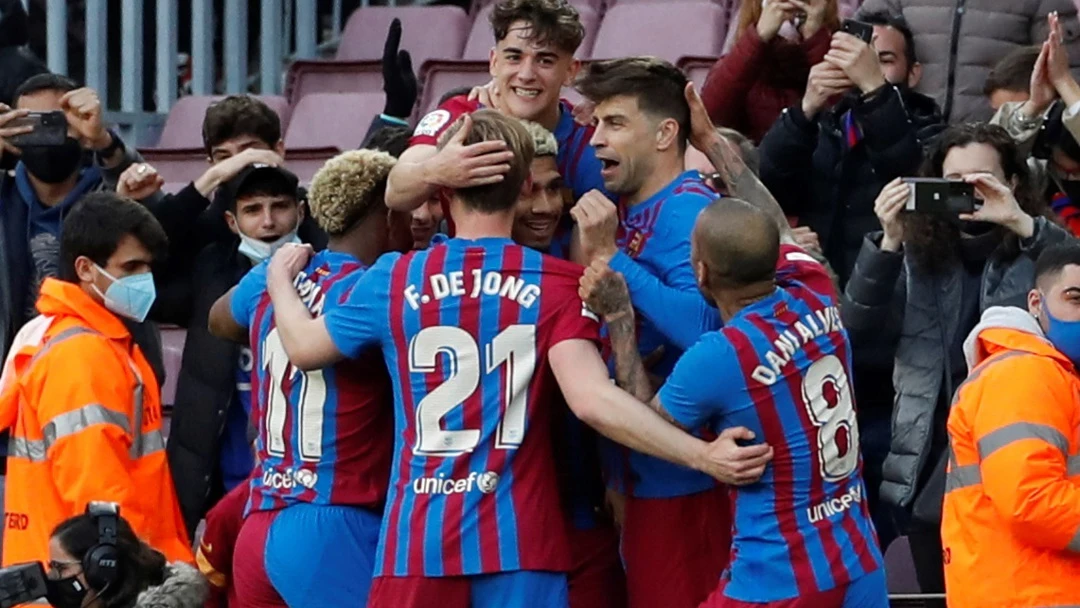 El Barça celebra un gol 