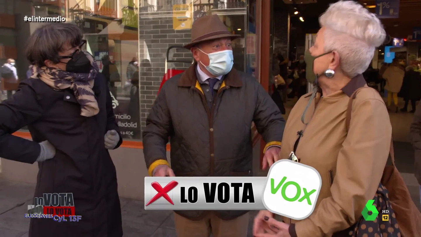 El susto de un señor de Valladolid al decirle que tiene pinta de votar a Vox: "No por favor, no se me ocurriría en la vida" El susto de un señor de Valladolid al decirle que tiene pinta de votar a Vox: "No por favor, no se me ocurriría en la vida"