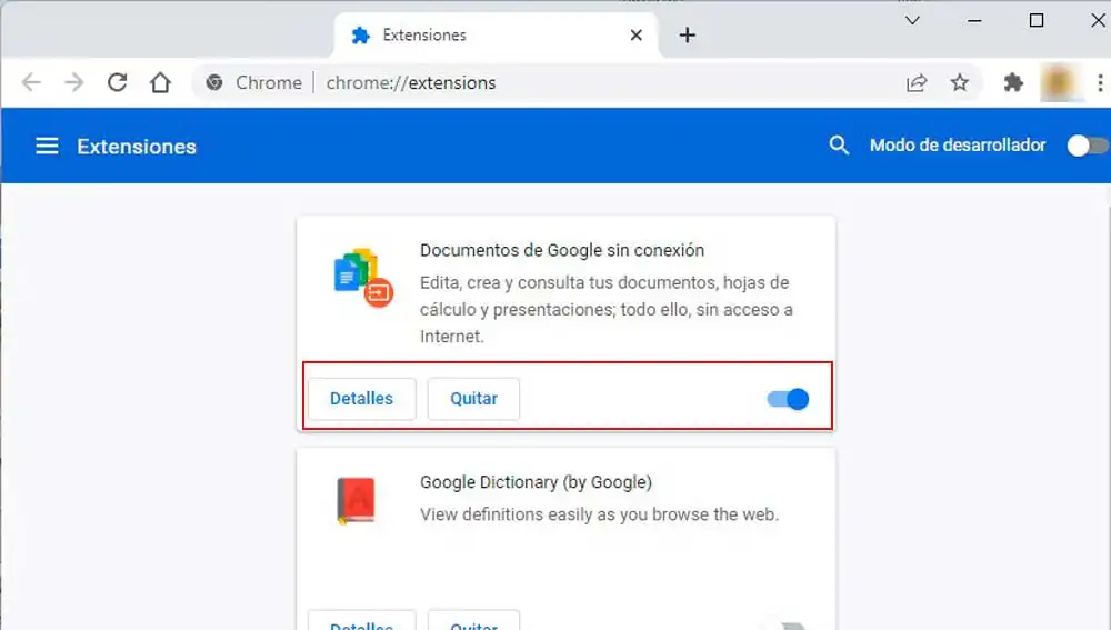 Gestionando extensiones de Google Chrome