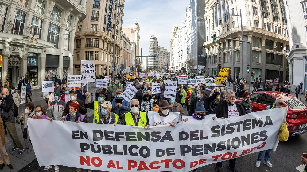 Manifestación en defensa de las pensiones dignas en Madrid