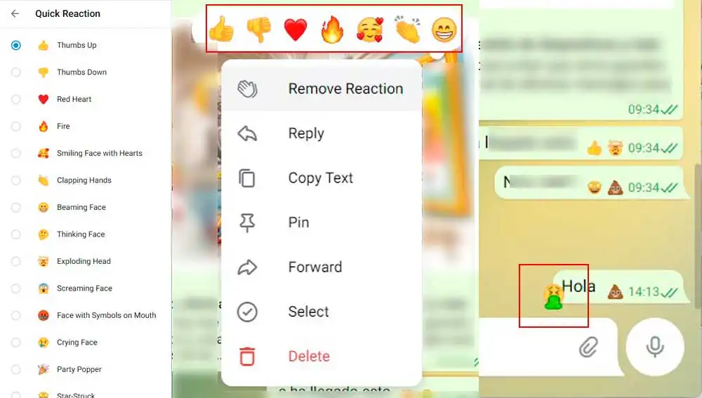 Reacciones en Telegram Web Reacciones en Telegram Web