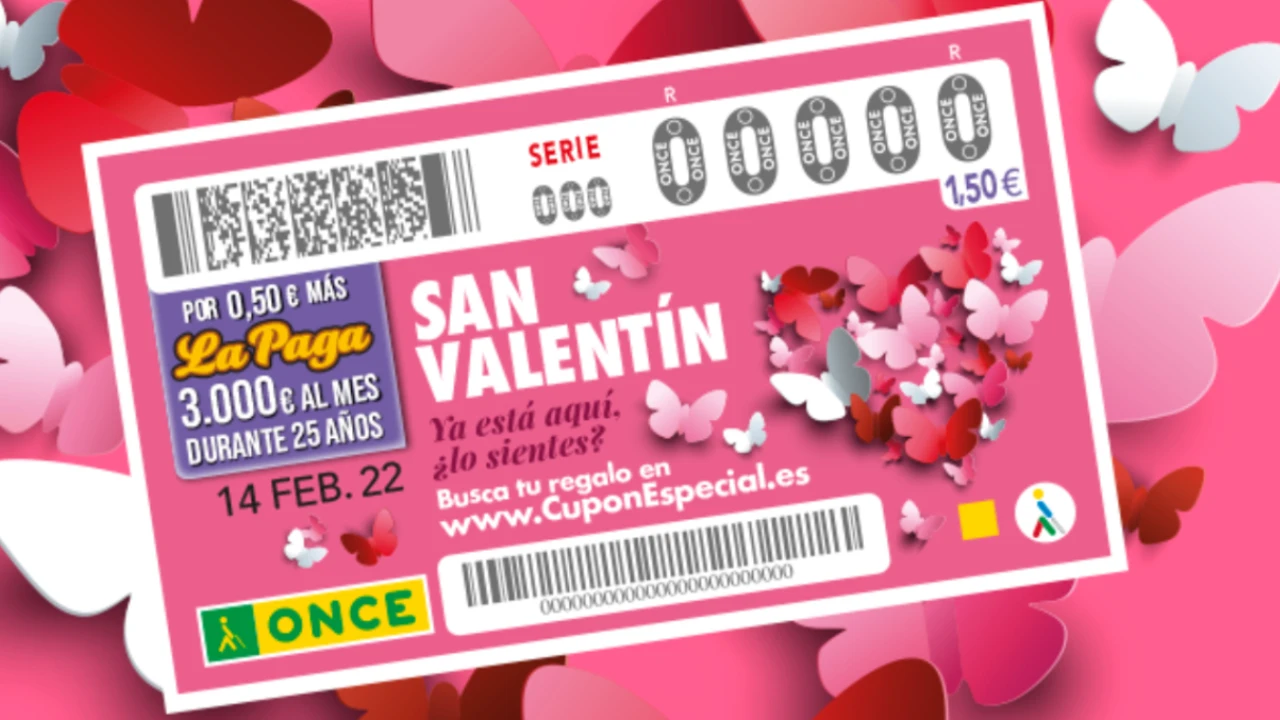 Horario del Cupón Diario de la ONCE de San Valentín