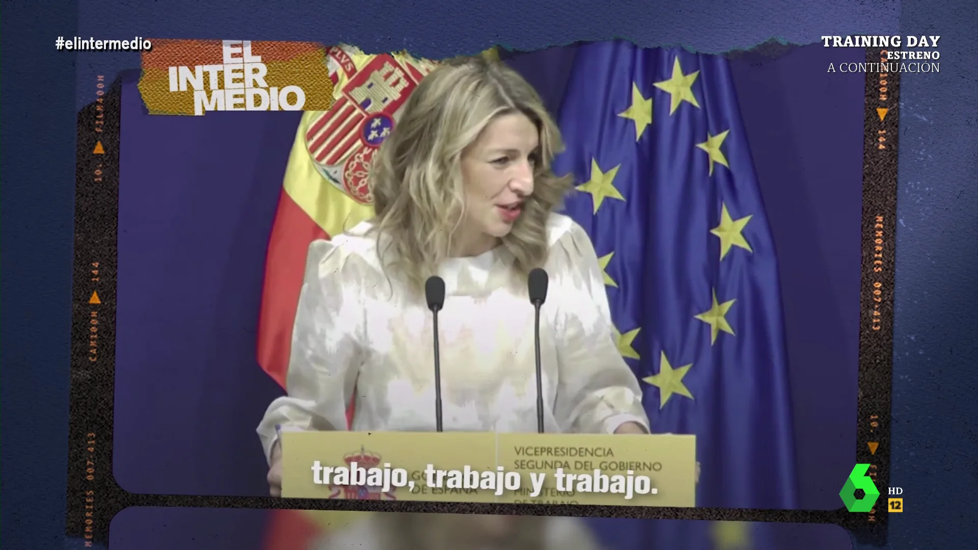 "Trabajar, trabajar y trabajar": el temazo de Yolanda Díaz en El Intermedio