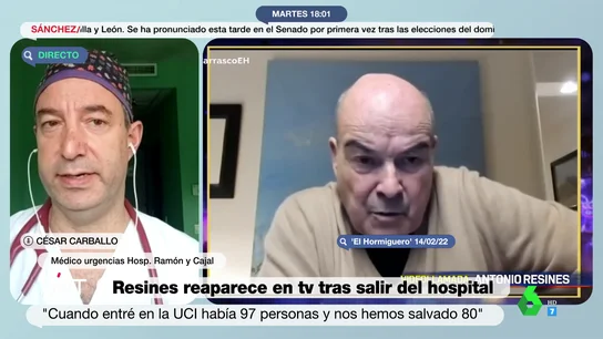 El análisis de Carballo sobre la recuperación de Antonio Resines tras 48 días ingresado por COVID: "Le va a costar mucho tiempo" El análisis de Carballo sobre la recuperación de Antonio Resines tras 48 días ingresado por COVID: "Le va a costar mucho tiempo"