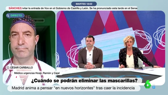 César Carballo explica qué situación debería darse para eliminar las mascarillas en interiores César Carballo explica qué situación debería darse para eliminar las mascarillas en interiores