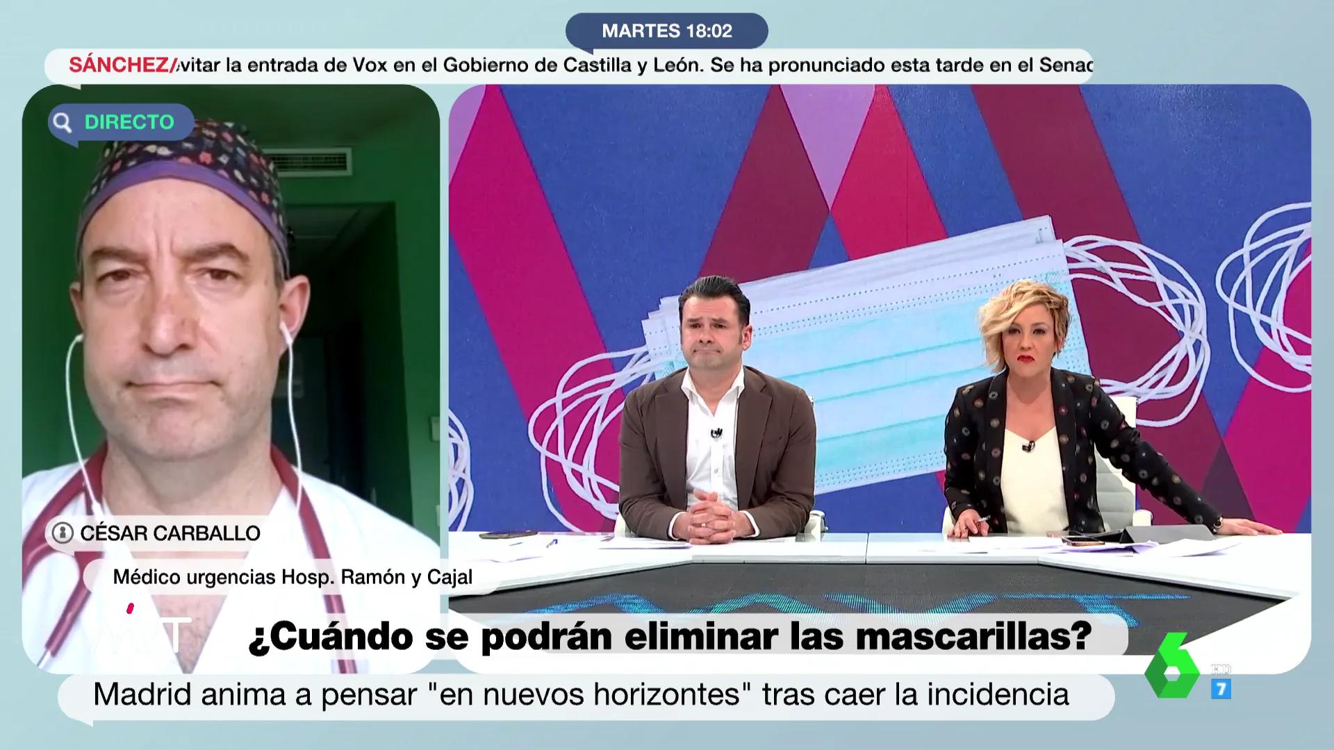 César Carballo explica qué situación debería darse para eliminar las mascarillas en interiores