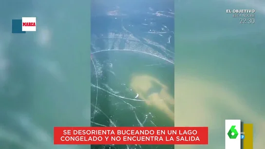 El angustioso momento en que un hombre se desorienta buceando en un lago helado El angustioso momento en que un hombre se desorienta buceando en un lago helado