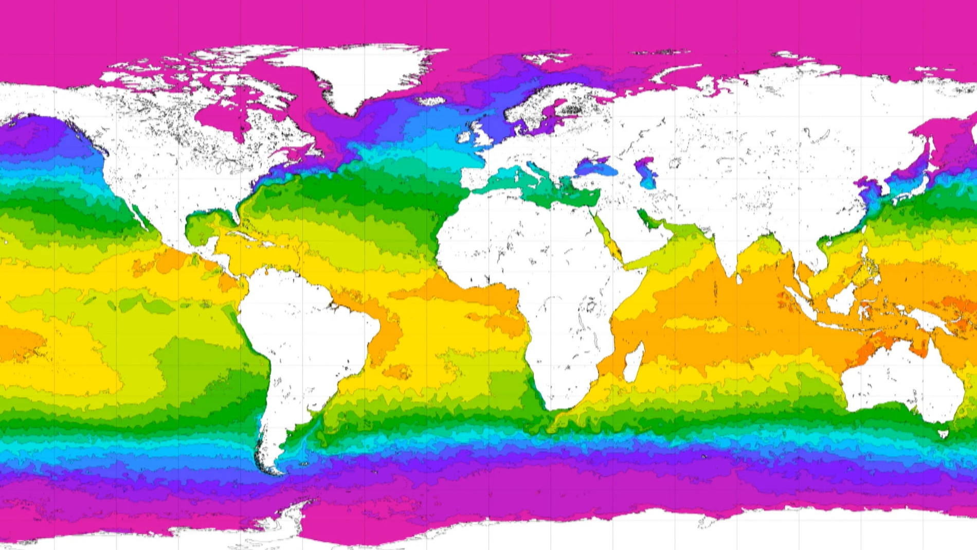Mapa de la temperatura de los océanos