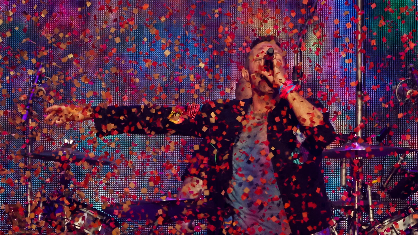 Chris Martin de Coldplay durante un concierto Chris Martin de Coldplay durante un concierto